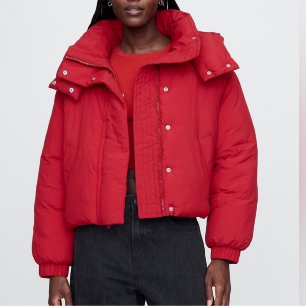 Women's Cropped Red Duvet Coat